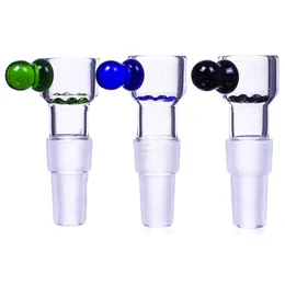 Smoking Colorful Multi-function Thick Glass 14MM 18MM Male Joint Funnel Bowl Snowflake Screen Filter Replaceable Non-slip Handle Dry Herb Tobacco Oil Rigs Bongs Tool