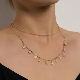 Kolye Kolye Bohemia Daisy Çiçekler Katmanlı Seksi Klavikula Zinciri Kolye Set Moda Kadınlar Saman Zincirleri Takı Charm Collarpendent