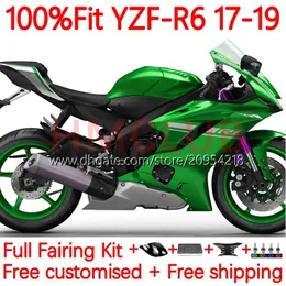 Yamaha için enjeksiyon kalıp kaplamaları YZF-R6 YZF600 YZF R6 R 6 600 CC 17-22 GÜNEŞ 28NO.12 YZFR6 17 18 19 20 21 22 YZF-600 2017 2018 2019 2020 2021 2022 OEM Vücut Parlak Yeşil