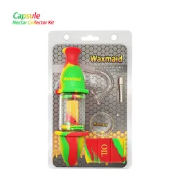 Waxmaid wholesale 9 inches Nectar Collector Kit smoking accessories mini glass dab rigs oil burner sold by case 48pcs/case stock in US