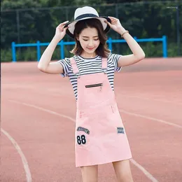 Casual Kleider Damen Süße Denim Träger Kleid Hipster Mädchen Sommer Vestidos 2022 Chic Koreanische Stil Looose Schöne Hosenträger