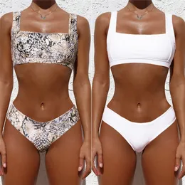 Bikini a due pezzi Push Up Swimwear Abito da bagno in vita alto Women Tankini Swimsuits Suituit Swimming Suit for Women Bikini 2019 T200708