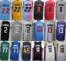 Team Basketball James Harden Jersey 13 Jimmy Butler 22 Damian Lillard 0 Paul George Kawhi Leonard 2 Luka Doncic 77 Orecchio cucito Sp