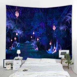 Fantasy Paesaggio Sfondo Tappeto Decorativo Mandala Bohemian Wallcloth Home Decor Tapestry J220804