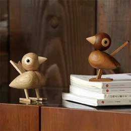 Denmark Nordic Style Wood Sparrow Bird Ornaments American Puppet Wooden Play Room Study Desktop Akcesoria 201212