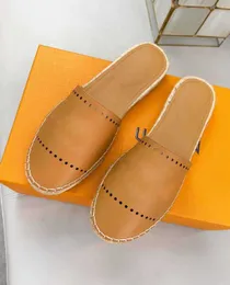 Famous brand women's designer Sandals top quality fashion Calfskin fisherman shoes for women girl Paris Classic luxury Hemp rope weaving rubber sole hollow shoes