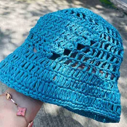 Lyx helt ny designer kvinnors hatt ihålig ut hink hattar brev mönster modekläder tillbehör sommar solid