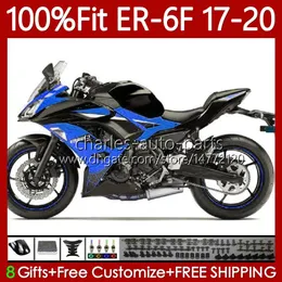 OEM-Karosseriesatz für KAWASAKI NINJA 650R ER-6F ER6 F ER 6F 650 R 2017 2018 2019 2020 Karosserie 137No.74 650-R 2017-2020 ER6-F ER6F 17 18 19 20 Spritzgussverkleidung Blau Schwarz