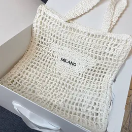 2022 Designer Brands Hollow Letters Straw bags Tote Fashion Paper Woven Women Shoulder Bags Summer Beach Handbag high quality Luxury