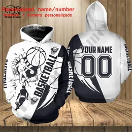 PLstar Cosmos 3DPrint est Personalized Text Name Number Basketball Sport Men Women Premium Streetwear Hoodies Zip Sweatshirt 220714
