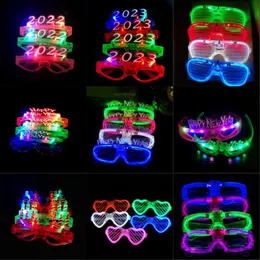 Inne świąteczne zapasy imprezowe okulary LED świecą w ciemnym Halloween świąteczne ślub karnawałowe przyjęcie urodzinowe rekwizyty Akcesorium Neonowe zabawki