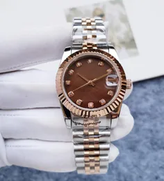 Women's Watch Shell Brown Dial Stainless Steel 31mm Diamond Ladies Luxury Men's Watch Couple Gift