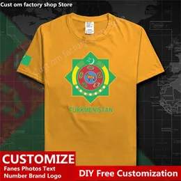 Maglietta della bandiera del paese del Turkmenistan Maglietta personalizzata fai-da-te Fan Nome Numero Maglietta del cotone di marca T-shirt sportiva casual allentata 220616