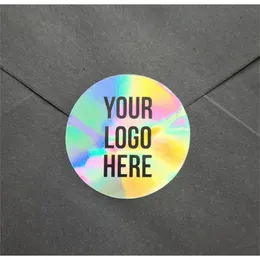 100PCS Custom Holographic Stickers Aesthetic Phone Laptop Bike Waterproof Personalized Laser Labels Die Out Business Decal 220607