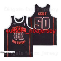 Män film 50 cent basket jersey g enhet bli rik eller dö tryin hip hop team färg svart för sport fläktar andas hiphop ren bomull