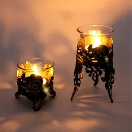 Titulares de velas Creative colorido portador de ferro europeu geométrico Candlestick Romantic Crystal Cup Home Decoration Table DecorationCandle