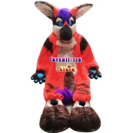 Fursuit Husked Husked cão Fox Wolf Mascot Traje Fur Adulto Personagem De Banda Desenhada Halloween Party Party Set # 122
