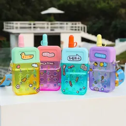 Creative cartoon cute mobile phone Water Bottles straw water cup send stickers children adult female college students