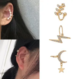 Clip-on skruv tillbaka modebladklipp örhänge för kvinnor utan att piercera puckrock vintage kristall öron manschett flickor smycken gåvor