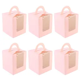 Confezione regalo 50 pezzi Scatole per torte portatili dal design singolo Scatola di imballaggio per cupcake in carta Forniture per festeRegalo