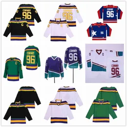 Movie Ducks Hockey 96 Charlie Conway Jersey Slap All Stitched Verde Bianco Nero Colore Traspirante Sport Vendita Alta qualità