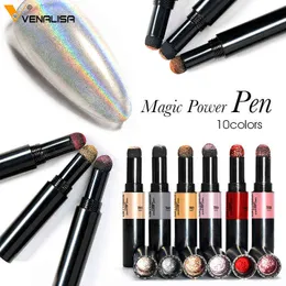 NXY Nail Gel Magic Powder Pen Air Cushion Art Laqcuer Mirror Effect Glitter Fast Design Manicure Makeup Holografisk Chrome 0328