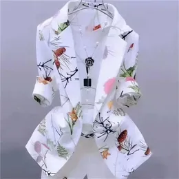 Summee Thin WesternStyle Suit Jacket Womens Cardigan OneButton Printing SelfCultivation Sunscreen Temperament Fashion 220813