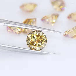 Minchas Outro teste de diamante de alta qualidade passada de moissanita amarela Round Round Brilliant Cut 1-3 Carat Pedras preciosas soltas Para jóias DIY Fazendo o presente