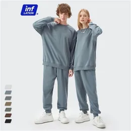 Inflationsparmatchning Tracksuit Set Mens Gray Jogging Suits Spring Blank Overized Sweatshirt Pants Unisex 220719