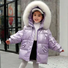 -30 Grade Children Winter Down Jacket 2021 New Fashion Shiny Girl Snowsuit Children Jacket mais grossa para menino para garotas à prova de vento J220718