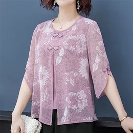 Women Spring Summer Style Bluses Shirts Lady Casual Half Sleeve Oneck Chiffon Blusas Topps ZZ0850 220707