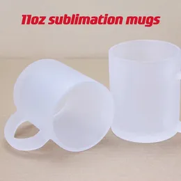 MOQ20PCS 11oz Sublimação Caneca em branco com alça Clear Cheflet Transfer Water Bottle Diy Coffee Caneca