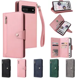 Shockproof PU Leather Flip Stand Zipper Wallet Cases For Google Pixel 7 Pro 6 5A 5 4 3A Card Slot Holder Kickstand Phone Cover Funda