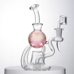 ピンクのビーチボールの頭のようなガラスボンズHookahs Recycler BongシャワーヘッドPercのオイルリグDABリグ14mm XL-2242