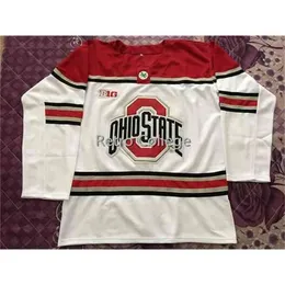 Mhher Ohio State Buckeyes Ice Hockey Jersey الرجال التطريز مخيط تخصيص أي عدد وتسمي الفانيلة