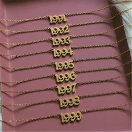 ペンダントネックレスQiamniステンレススチール1985-2022女性のための出生年Choker Date Number Necklace Jewelry Commemorat Gift