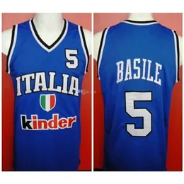 Nikivip #5 Gianluca Basile #5 팀 Italia Italy Italiano Retro Basketball Jersey Mens 스티치 사용자 정의 번호 이름 Jerseys