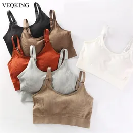 VEQKING Reggiseni sportivi da donna con retro a U profondo Tracolla regolabile imbottita senza ferretto Reggiseno sportivo Top senza cuciture Fitness Running Yoga Bra T200601