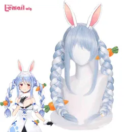 L-E-e-email Wig HoloLive USADA PEKORA COSPLAY WIGS YouTuber Wig Long Brawing Hair Hairtail Blue Theatreptant Synthetic220505
