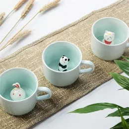 NOWOŚĆ KREATYCZNE KARTOON CERMIC CERMIC CUTE Animal Coffee Milk Tea Cup 220 ml Nowatorskie prezenty urodzinowe Kubki T200216