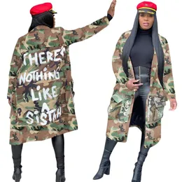 Women's Jackets Plus Size Camouflage Trench Coat Women Clothing 2022 Letter Print Fashion Streetwear Long Cropped Top Wholesale Direct SaleW