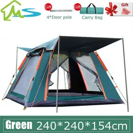 5-6 Person utomhus Automatisk snabb öppen tält Rainfly Vattentät campingtält Familj utomhus Instant Setup Tält med Carring Bag H220419