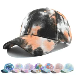 Tie-dyed Ponytail Baseball Caps Cotton Fashion Casual Ball Cap Summer Sunshade Trucker Hat Wholesale Snapback Peaked Hats Ponycap Outdoor Cycling Sports