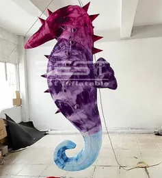 3m Ocean Event Lighting Custom Marine animals inflatable hippocampus toy purple inflatable seahorse For Stage