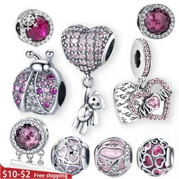 925 Sterling Silver Bear Balloon Mom Beads Charm Fit Original Pandora DIY plata ley Bracelets Charm For Women Gift Jewelry DIY