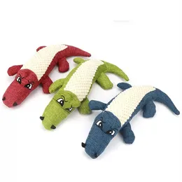 Wholesale Linen Plush Crocodile Pet Dog Toy Chew Squeaky Noise Toy Tough Interactive Doll Cleaning Teeth Supplies