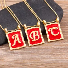 Kedjor Design 26 Inledande bokstäver Pendant Chain Necklace Statement Mode Alphabet Emamel Dripping Oil Not Fade Choker Jewelry Giftchains CH