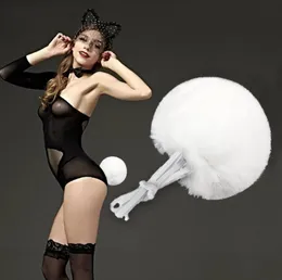 Bunny Pom Tail Peluche Coniglio Lolita Accessori per costumi Halloween Pasqua Natale Forniture per cosplay Bianco Nero.