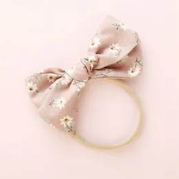 Baby Girls Bowknot Nylon Brads Born Flower Flower Print Accessories Hair Ring Ring Child Kids Hair Band Gifts 220617