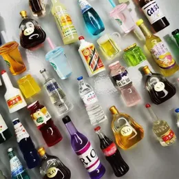 Küçük simülasyon içecek şişesi sevimli buzdolabı mıknatıs pratik dekoratif manyetik reçine ev dekorasyonu 220718